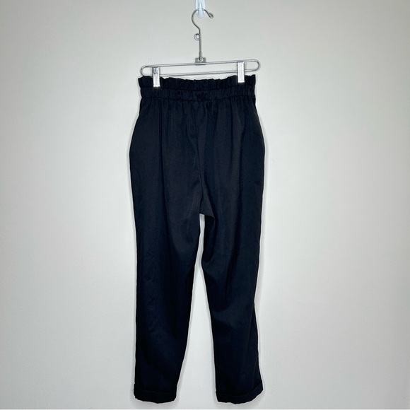 Sienna Sky Slim Leg Paper Bag Pants Elastic Waist Black Small - Picture 2 of 8